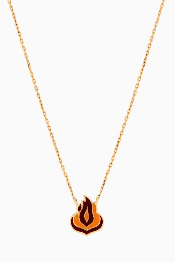 قلادة مجوهرات بالعربي BIL ARABI Necklace ، قلادة بالذهب عيار 18 Enamel Necklace in 18kt Yellow Gold